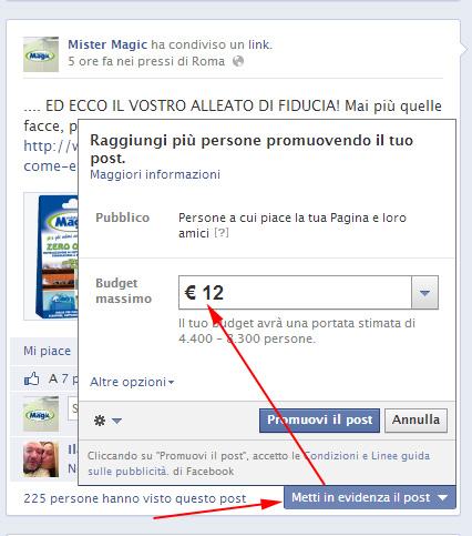 fan page post in evidenza come fare