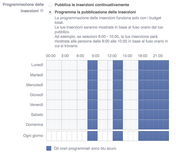 annuncio programmato facebook advertising