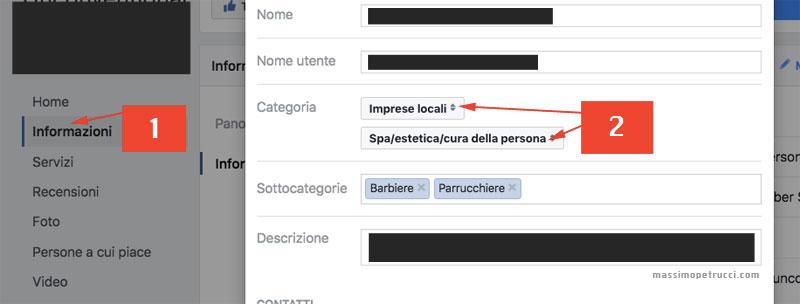 modificare la categoria della pagina su facebook