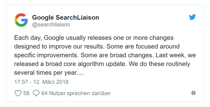 google core algorithm tweet